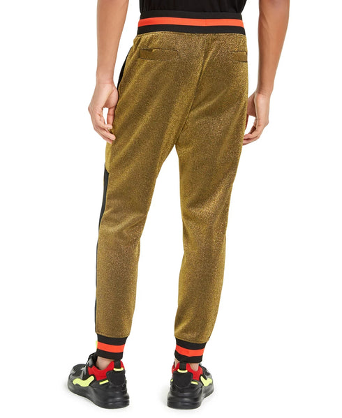 INC Men's Disco Jogger Pants Gold Metallic Size Large